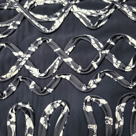 Chico's Travelers Navy Blue White 3/4 Sleeve Mesh Magnetic Jacket Cardigan Sz 3 - Picture 3 of 9